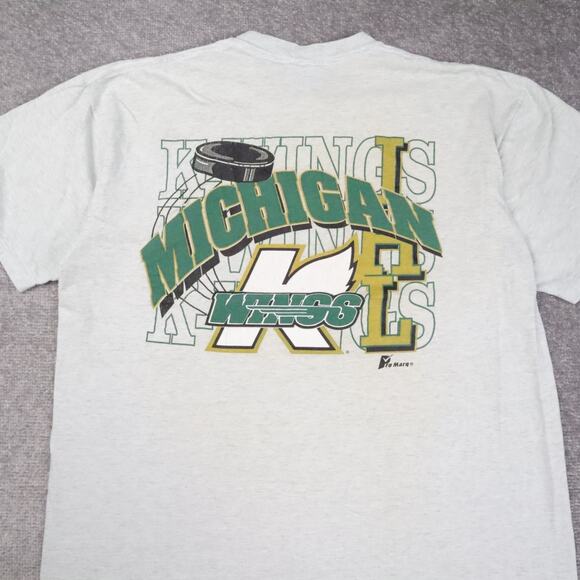 VTG 90s Michigan Wings Hockey Made in USA XL Gray Short Sleeve T-Shirt - Picture 12 of 12